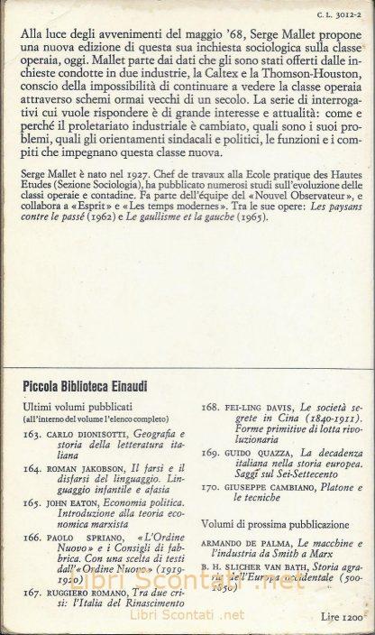 La nuova classe operaia - Serge Mallet. Libro Piccola Biblioteca Einaudi. Libri Scontati .net