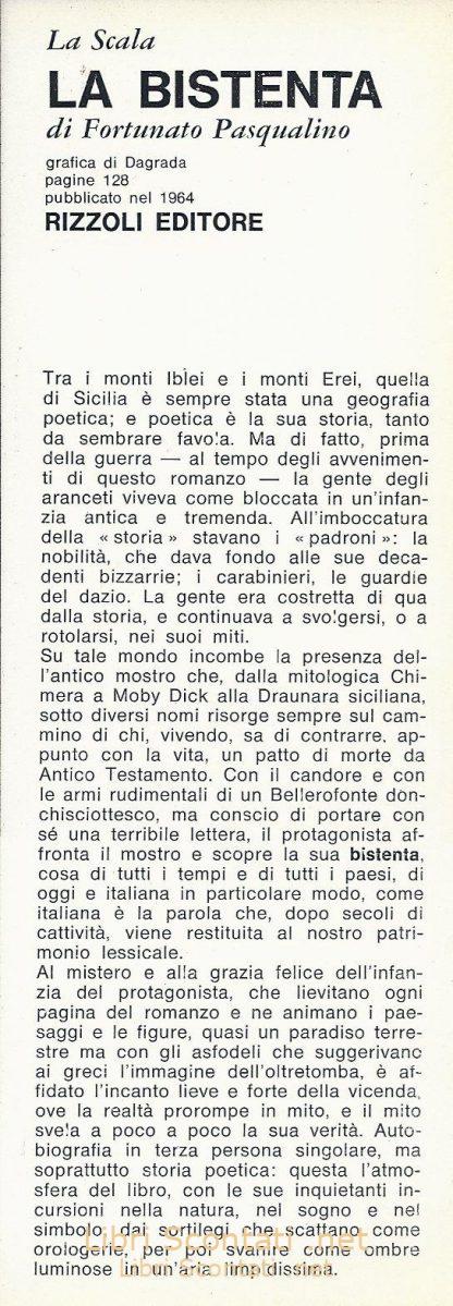 La Bistenta - Fortunato Pasqualino. Libro Rizzoli 1964