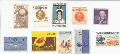 10 Francobolli USA 1961. Nuovi.