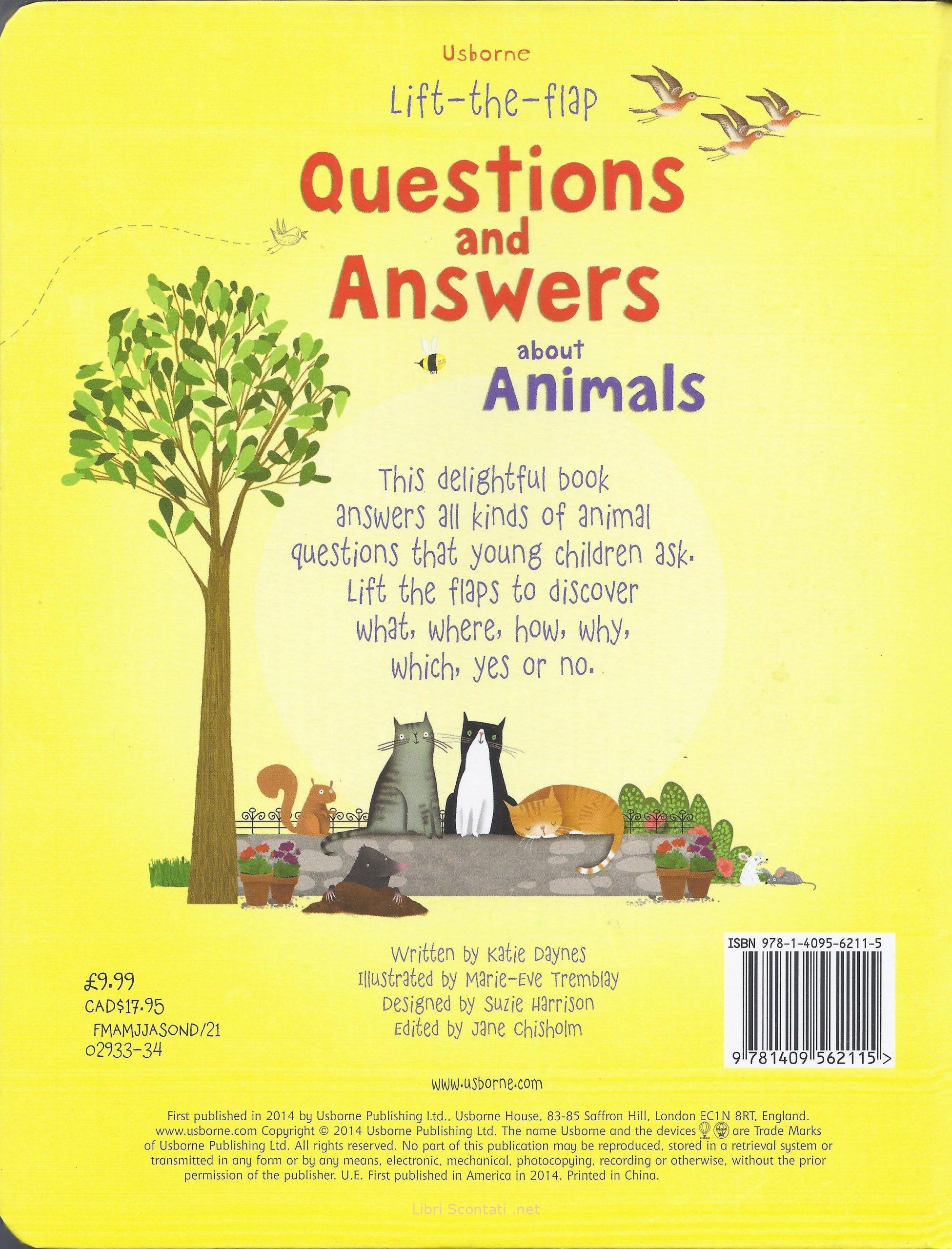 Questions and Answers about Animals - Katie Daynes. Usborne Lift-the-flap. Libro per bambini in lingua inglese.